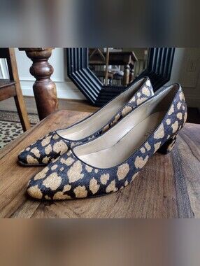 Talbots Tan Brown Animal Print Hair On Hide Pumps Size 7